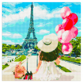 Купить Картина из страз 40х40см."Гуляючи вулицями Парижа" без коробки оптом