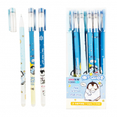 Купить Ручка гелевая "пиши-стирай" «Пінгвіни», 0.5 мм, синяя оптом
