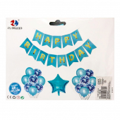 Набор шаров с растяжкой и звездой «Happy birthday» (голубой)