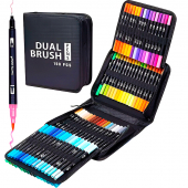 Купить Набор фломастеров двусторонних (линер+фломастер-кисть) 100 шт оптом