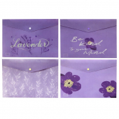 Папка-конверт с кнопкой А4 "Lavender Mood"180 мкм.