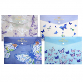 Папка-конверт с кнопкой А4 "Butterfly"180 мкм.