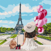 Купить Картина по номерам 40х40см "Гуляючи вулицями Парижа " без коробки оптом