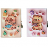 Блокнот А5 с замочком и сквишем 80л."Капибара"