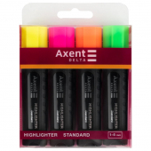 Набор маркеров Delta Highlighter Standard «Axent», 1-5 мм, 4шт/уп, клиновидный 