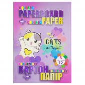 Купить Набор картон + двухсторонняя бумага «Cats are the best» 8+12 л оптом