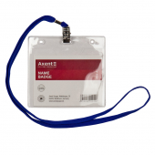 Купить Бейдж горизонтальный, прозрачный на шнурке «Axent», 100x80 мм оптом
