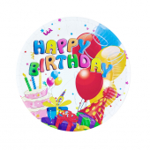 Купить Набор бумажных тарелок «Happy Birthday» Ø 23,5 см. (10шт/уп) оптом