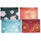 Папка-конверт с кнопкой А4 "Gold Flowers"180 мкм.