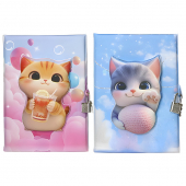 Блокнот А5 с замочком и сквишем 80 л."Котик"