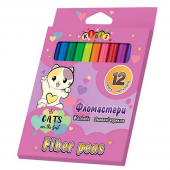 Купить Фломастеры 12 цветов "Cats are the best" оптом
