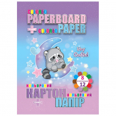 Купить Набор картон + двухсторонняя бумага «Raccoon» 8+12 л оптом