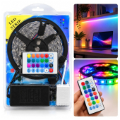 Светодиодная RGB-лента, 5 м, от сети, с пультом управления