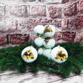 Купить Набор новогодних шариков с золотыми пайетками 60мм (6шт/уп) оптом