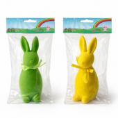 Декоративный пасхальный зайчик бархатный 14,5 см