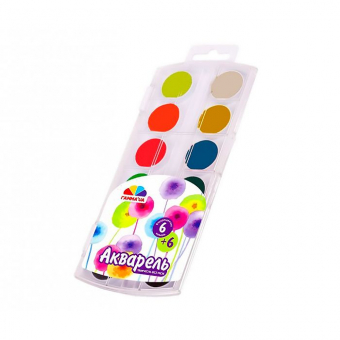Купить Краски акварельные «Творчество» Гамма 6+6 флуор.цв., пластик,  без кисти оптом