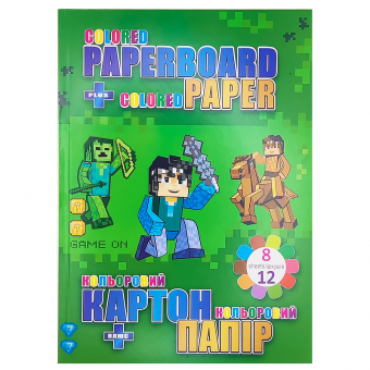 Купить Набор картон + двухсторонняя бумага «Level Up» 8+12 л оптом