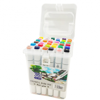 Купить Набор скетч-маркеров 36 цв. в пластиковом чемоданчике YZ-502-36W оптом