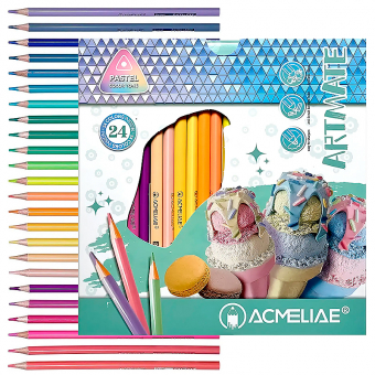Купить Карандаши цветные треугольные 24цв. «ACMELIAE» Pastel оптом