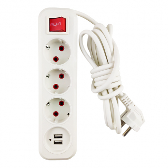 Купить Удлинитель электрический 3 розетки, USB, с заземлением 10 м.(выкл.) №310 оптом