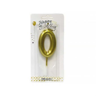 Купить Свеча-цифра в торт «0» золото,6 см оптом