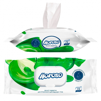 Купить Влажные салфетки "Horoso" с клапаном (антибактериальные), 72 шт./уп. оптом