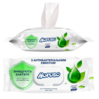 Купить Влажные салфетки "Horoso" с клапаном (антибактериальные), 100 шт./уп. оптом