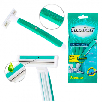 Купить Бритвы одноразовые на 2 лезвия "Pearl Max"(3 шт/уп) оптом