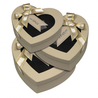 Купить Набор подарочных коробок с прозрачными крышками и бантом 3шт №330492L оптом