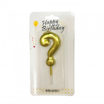 Купить Свеча-цифра в торт «?» золото,6 см оптом