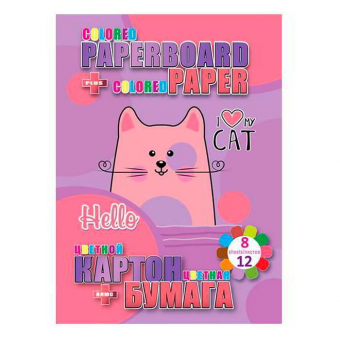 Купить Набор двухсторонний картон + бумага, «My Cat» 8+12л оптом